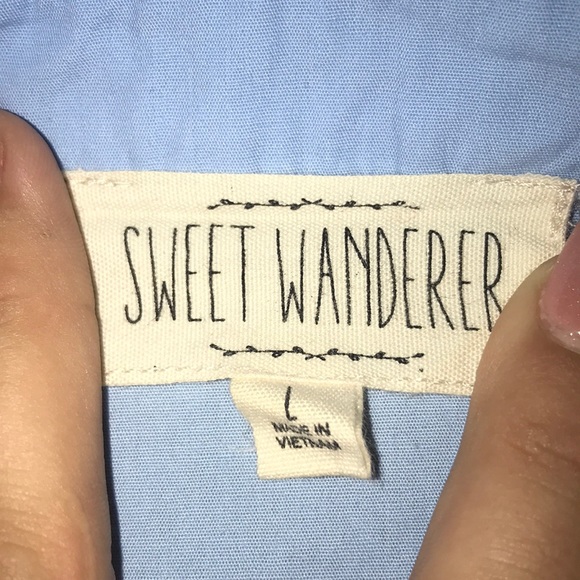 Cold-Shoulder Blue Button-Up - Picture 5 of 5